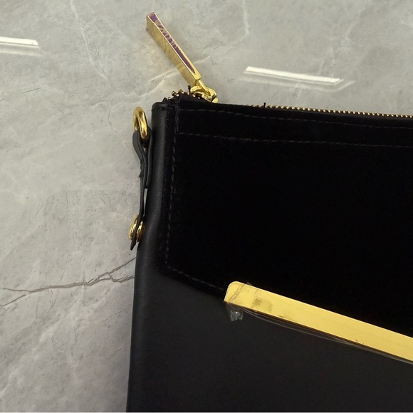 NWOT Joy & Iman Leather Velvet Clutch Crossbody Strap Purse Zipper Closure Bag - Picture 4 of 15